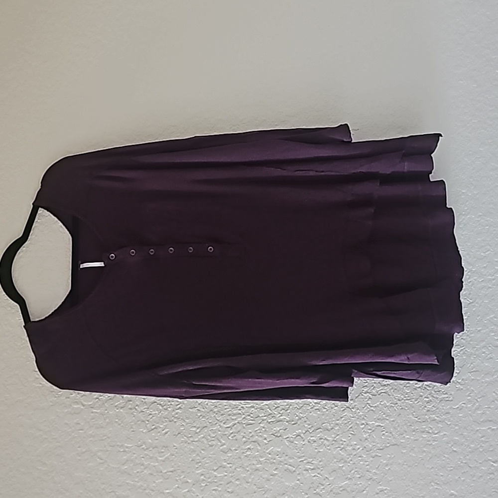 Free people plum colored oversized high low thermal top - Picture 1 of 4
